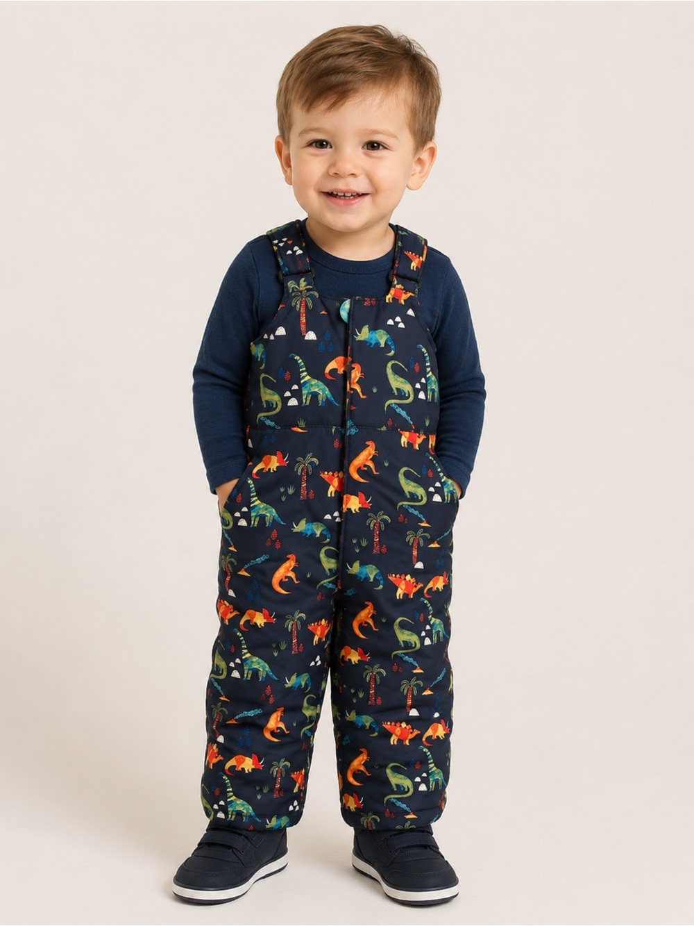 The Children’s Place Dinosaur Snow Bib Overalls 2T Fleece Lined